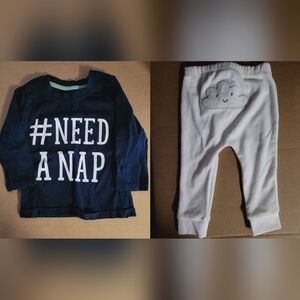 Primark #️⃣😴 9-12 Months Childs Long Sleeve T-shirt In Navy Hashtag Need A Nap